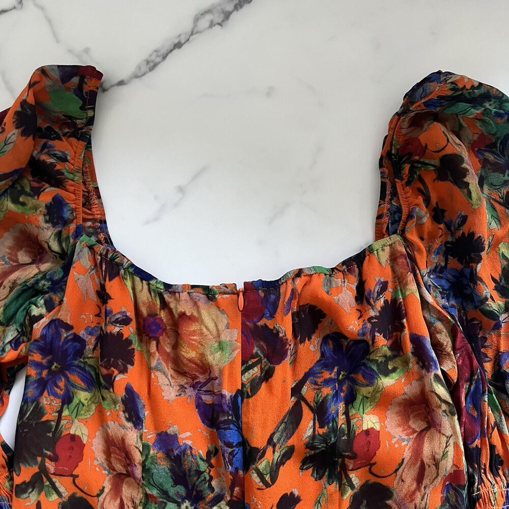 Rat & Boa Naomi Mini dress Orange floral Sz Small Coquette Core Boho Festival - Picture 8 of 11